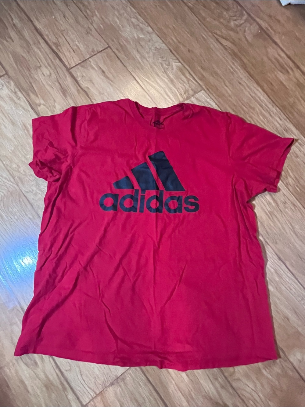 adidas Red Crewneck Logo Tee